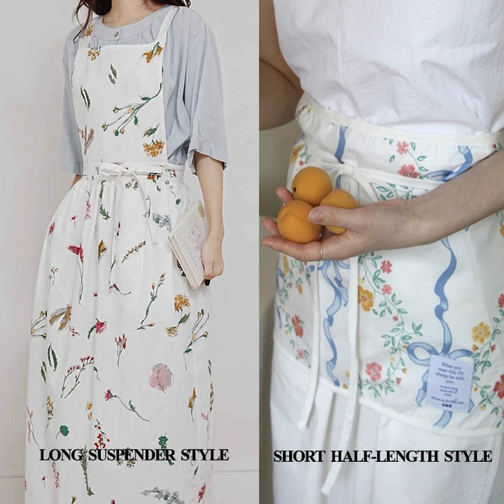 Hoshom Custom Logo Stylish Printing Woman Kitchen Apron with Pocket