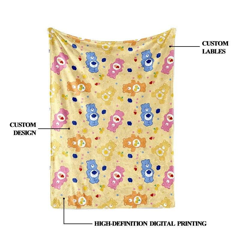 Hoshom Wholesale Personalized Custom Deisgn Logo Digital Printed Flannel Blanket Factory