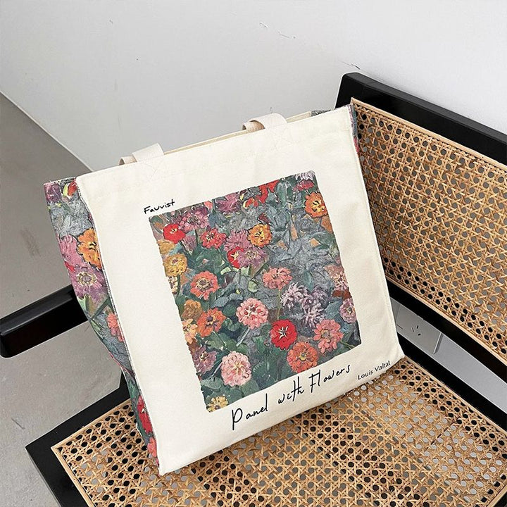 Hoshom Wholesales Personalized Custom Logo Anime Print Cotton Canvas Bags, With Prints Available On the Sides And Bottom.