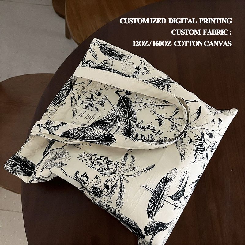 Hoshom Wholesale Personalization Custom Logo Anime Printing Without Bottom And Side Cotton Canvas Bag