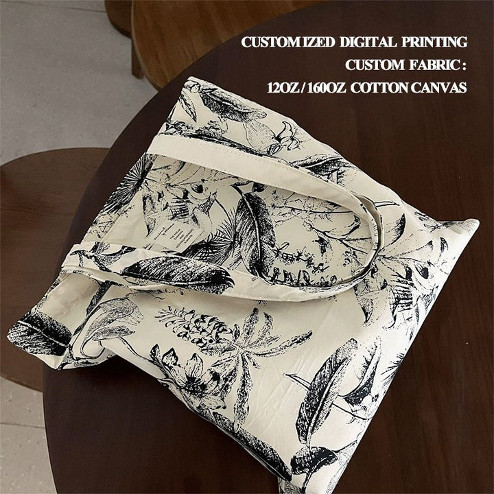 Hoshom Wholesale Custom Logo & Anime Print Cotton Canvas Bags With A Flat Bottom And No Side Seams.