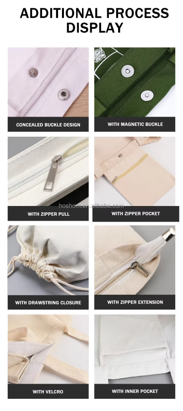 Hoshom Wholesale Custom Logo & Anime Print Horizontal Cotton Canvas Bags With Flat Bottoms And No Side Seams